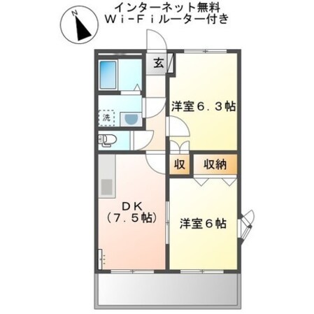 亀山駅 徒歩18分 2階の物件間取画像